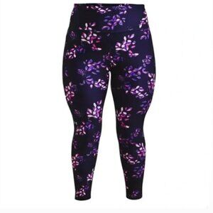 Womens Under Armour Navy High Rise Floral Tech Compression Legging Size 1X